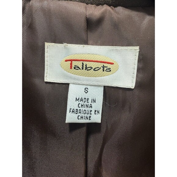 Talbots Womens Jacket Small S Brown Faux Suede Microfiber Stretch Button Front - Picture 6 of 6